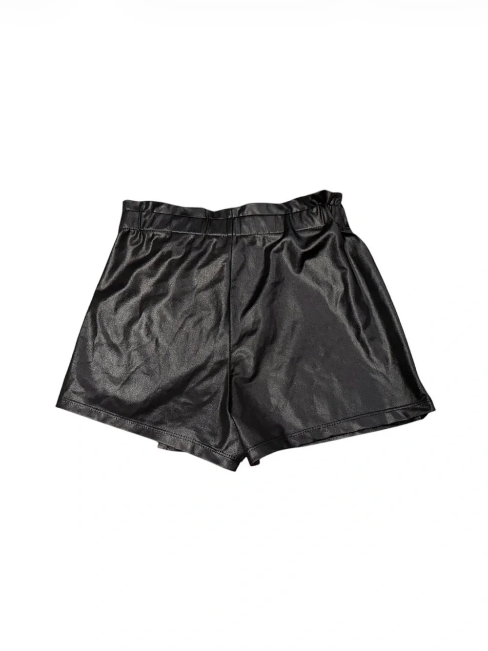 shosho Black Faux Leather Skort with Faux Tie Waist